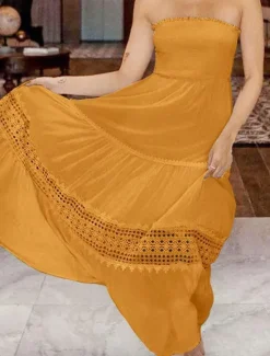 New Women's Long Dress Maxi Dress Casual Dress Chiffon Dress Summer Dress Elegant Stylish Casual Vacation Daily Beach Regular Fit Plain Sleeveless Halter Neck Black White Yellow Green Summer Women Cocktail Dress