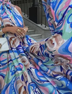 Sale Women's Long Dress Maxi Dress Casual Dress Cocktail Dress Wedding Guest Dress Chiffon Dress Stylish Casual Vacation Daily Date Regular Fit Color Gradient Sleeveless Stand Collar Pink Blue Summer Women Cocktail Dress