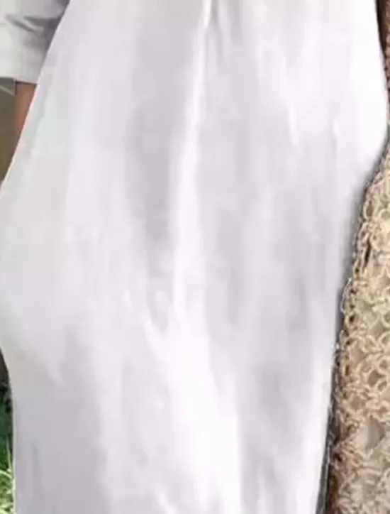 Online Women's Long Dress Maxi Dress Linen-Inspired Dresses Elegant Regular Fit Half Sleeve V Neck Black White Summer Spring Women Dresses