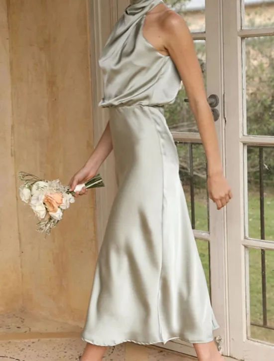 Sale Women's Long Dress Maxi Dress Prom Dress Casual Dress Satin Dress Summer Dress Fashion Outdoor Holiday Date Regular Fit Plain Sleeveless Halter Neck Black Apricot Rose Pink Summer Spring Women Cocktail Dress