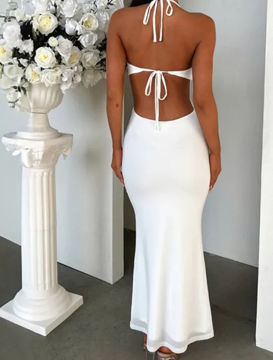 Clearance Women's Long Dress Maxi Dress Casual Dress Cocktail Dress Fashion Elegant Dress Outdoor Party Holiday Regular Fit Plain Sleeveless V Neck Black White Yellow Summer Women Cocktail Dress