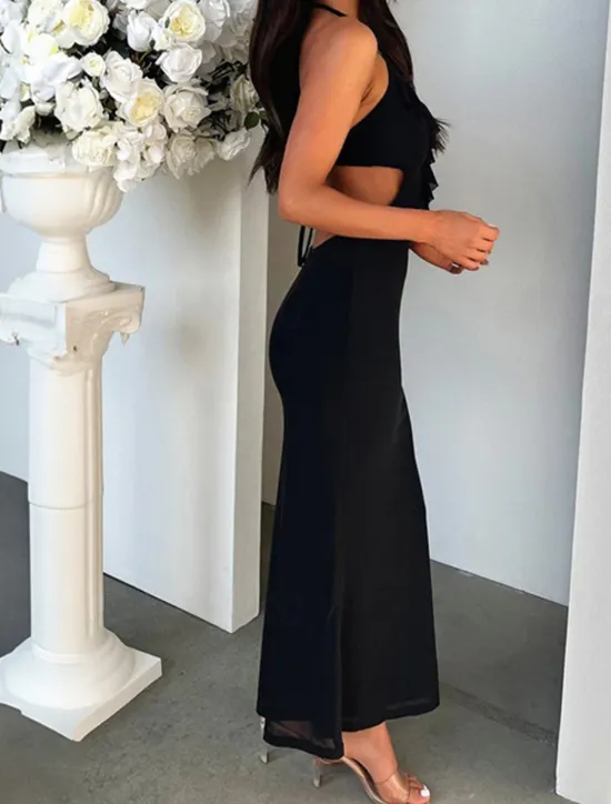 Clearance Women's Long Dress Maxi Dress Casual Dress Cocktail Dress Fashion Elegant Dress Outdoor Party Holiday Regular Fit Plain Sleeveless V Neck Black White Yellow Summer Women Cocktail Dress