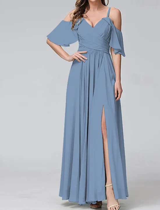 Discount Women's Long Dress Maxi Dress Prom Dress Party Dress Cocktail Dress Wedding Guest Dress Fashion Party Special Occasion Date Regular Fit Plain Short Sleeve V Neck Yellow Light Blue Summer Women Cocktail Dress