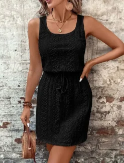 Hot Women's Long Dress Maxi Dress Casual Dress Tank Dress Stylish Casual Vacation Daily Regular Fit Plain Sleeveless U Neck Black White Sky Blue Summer Spring Women Sundresses