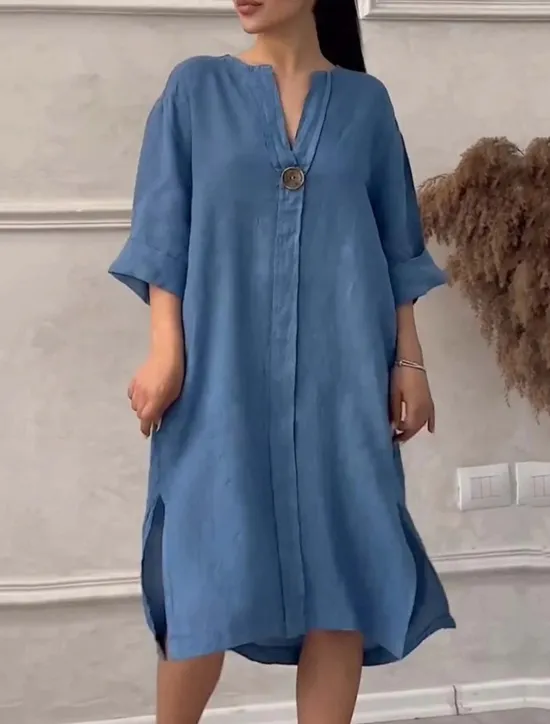 Online Women's Long Dress Maxi Dress Linen-Inspired Dresses Casual Dress Stylish Casual Vacation Daily Date Regular Fit Plain Long Sleeve V Neck Black Light Green Pink Red Summer Spring Women Dresses
