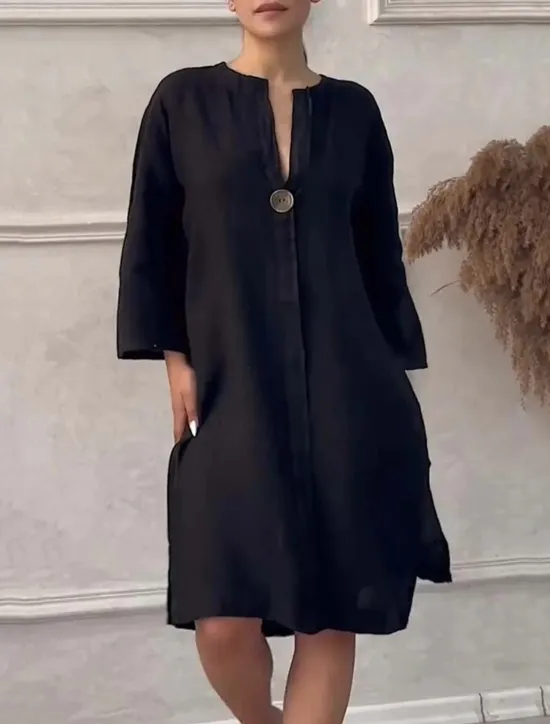 Online Women's Long Dress Maxi Dress Linen-Inspired Dresses Casual Dress Stylish Casual Vacation Daily Date Regular Fit Plain Long Sleeve V Neck Black Light Green Pink Red Summer Spring Women Dresses