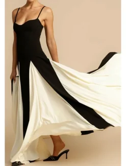 Best Women's Long Dress Maxi Dress Cocktail Dress Slip Dress Elegant Fashion Tea Party Going out Weekend Regular Fit Color Block Sleeveless Spaghetti Strap Summer Women Floral Dresses