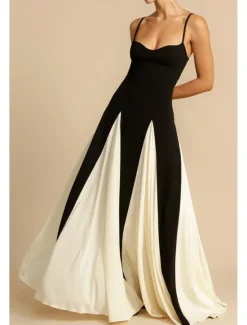 Best Women's Long Dress Maxi Dress Cocktail Dress Slip Dress Elegant Fashion Tea Party Going out Weekend Regular Fit Color Block Sleeveless Spaghetti Strap Summer Women Floral Dresses