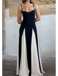 Best Women's Long Dress Maxi Dress Cocktail Dress Slip Dress Elegant Fashion Tea Party Going out Weekend Regular Fit Color Block Sleeveless Spaghetti Strap Summer Women Floral Dresses