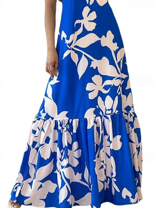 Best Women's Long Dress Maxi Dress Cocktail Dress Halter Neck Dress Elegant Fashion Tea Party Going out Weekend Regular Fit Flower Sleeveless Halter Neck Summer Women Floral Dresses