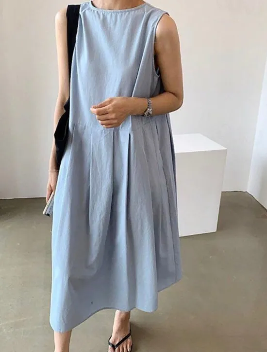 Hot Women's Long Dress Maxi Dress Linen-Inspired Dresses Casual Dress Stylish Casual Vacation Daily Date Regular Fit Plain Sleeveless V Neck Black Blue Apricot Summer Spring Women Dresses
