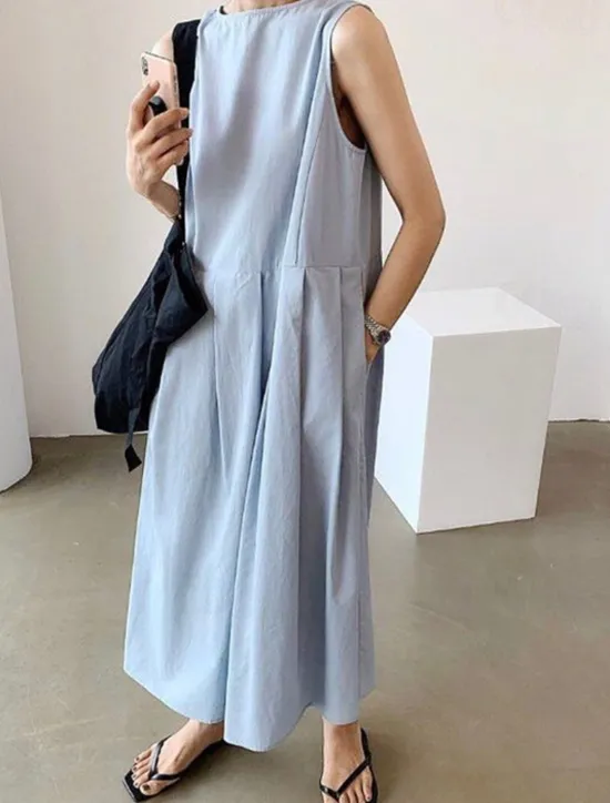 Hot Women's Long Dress Maxi Dress Linen-Inspired Dresses Casual Dress Stylish Casual Vacation Daily Date Regular Fit Plain Sleeveless V Neck Black Blue Apricot Summer Spring Women Dresses
