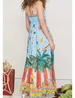 Sale Women's Long Dress Maxi Dress Summer Dress Slip Dress Print Dress Fashion Vacation Holiday Going out Regular Fit Tropical Sleeveless Spaghetti Strap Summer Women Floral Dresses