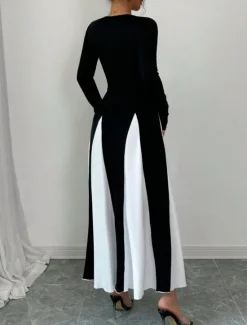 Hot Women's Long Dress Maxi Dress Graduation Dress Casual Dress Fashion Modern Outdoor Vacation Daily Regular Fit Color Block Long Sleeve Crew Neck Summer Spring Women Cocktail Dress