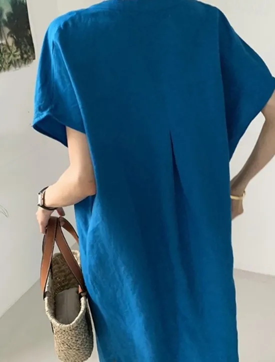 Best Women's Long Dress Maxi Dress Linen-Inspired Dresses Casual Dress Cotton Linen Dress Stylish Casual Vacation Daily Date Regular Fit Plain Short Sleeve V Neck Summer Spring Women Dresses