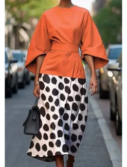 Women's Long Dress Maxi Dress Casual Dress Summer Dress Fashion Modern Daily Date Weekend Regular Fit Geometric 3/4 Length Sleeve Crew Neck Colorful Black White Yellow Summer Women Floral Dresses