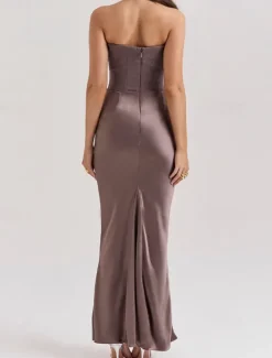 New Women's Long Dress Maxi Dress White Dress Graduation Dress Prom Dress Party Dress Elegant Fashion Party Special Occasion Evening Party Regular Fit Plain Sleeveless Strapless Black White Pink Red Women White Dresses