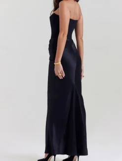 New Women's Long Dress Maxi Dress White Dress Graduation Dress Prom Dress Party Dress Elegant Fashion Party Special Occasion Evening Party Regular Fit Plain Sleeveless Strapless Black White Pink Red Women White Dresses