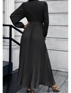 Hot Women's Long Dress Maxi Dress Cocktail Dress Ruched Dress Elegant Fashion Birthday Tea Party Going out Regular Fit Plain Long Sleeve V Neck Black Green Summer Women Cocktail Dress
