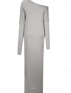 Sale Women's Long Dress Maxi Dress Casual Dress Classic Modern Outdoor Vacation Daily Regular Fit Plain Long Sleeve Crew Neck Black Blue Khaki Gray Summer Women T Shirt Dresses