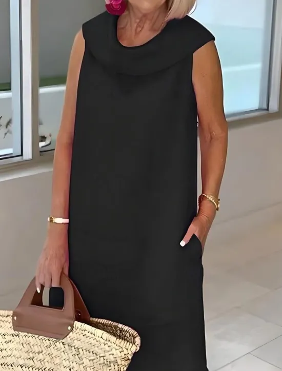 Outlet Women's Long Dress Maxi Dress Cotton Linen Dresses Casual Dress Elegant Stylish Basic Vacation Party Work Regular Fit Plain Sleeveless Shirt Collar Black Yellow Pink Blue Summer Spring Women Dresses