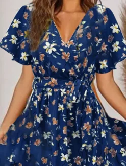 Outlet Women's Long Dress Maxi Dress Casual Dress A Line Dress Elegant Stylish Casual Vacation Daily Regular Fit Floral Short Sleeve V Neck Black Pink Blue Summer Spring Women Spring Dresses