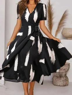 Outlet Women's Long Dress Maxi Dress Casual Dress A Line Dress Elegant Stylish Casual Vacation Daily Regular Fit Floral Short Sleeve V Neck Black Pink Blue Summer Spring Women Spring Dresses