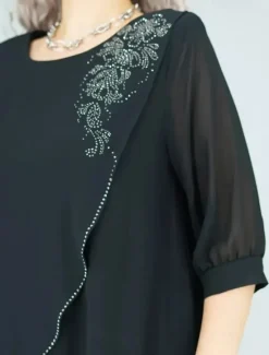 New Women's Long Dress Maxi Dress Casual Dress Cocktail Dress Wedding Guest Dress Chiffon Dress Elegant Stylish Work Daily Engagement Loose Fit Plain 3/4 Length Sleeve Crew Neck Black Royal Blue Purple Women Cocktail Dress