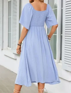 Women's Long Dress Maxi Dress Casual Dress Cocktail Dress Wedding Guest Dress Chiffon Dress Cute Stylish Casual Vacation Casual Daily Regular Fit Plain Short Sleeve V Neck White Pink Blue Apricot Women Cocktail Dress