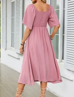 Women's Long Dress Maxi Dress Casual Dress Cocktail Dress Wedding Guest Dress Chiffon Dress Cute Stylish Casual Vacation Casual Daily Regular Fit Plain Short Sleeve V Neck White Pink Blue Apricot Women Cocktail Dress