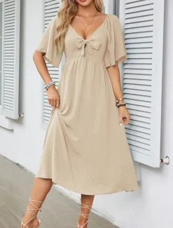 Women's Long Dress Maxi Dress Casual Dress Cocktail Dress Wedding Guest Dress Chiffon Dress Cute Stylish Casual Vacation Casual Daily Regular Fit Plain Short Sleeve V Neck White Pink Blue Apricot Women Cocktail Dress