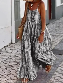 Clearance Women's Long Dress Maxi Dress Casual Dress Swing Dress Slip Dress Boho Dress Fashion Outdoor Party Holiday Regular Fit Tie Dye Sleeveless Spaghetti Strap Black Pink Green Summer Women Vacation Dresses