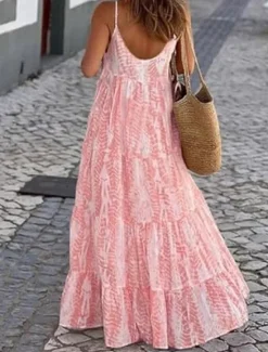 Clearance Women's Long Dress Maxi Dress Casual Dress Swing Dress Slip Dress Boho Dress Fashion Outdoor Party Holiday Regular Fit Tie Dye Sleeveless Spaghetti Strap Black Pink Green Summer Women Vacation Dresses