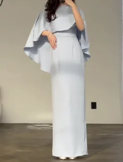 Clearance Women's Long Dress Maxi Dress Sheath Dress Elegant Stylish Wedding Party Engagement Regular Fit Solid Color Short Sleeve Crew Neck Summer Spring Fall Winter Women Cocktail Dress