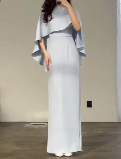 Clearance Women's Long Dress Maxi Dress Sheath Dress Elegant Stylish Wedding Party Engagement Regular Fit Solid Color Short Sleeve Crew Neck Summer Spring Fall Winter Women Cocktail Dress