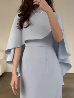 Clearance Women's Long Dress Maxi Dress Sheath Dress Elegant Stylish Wedding Party Engagement Regular Fit Solid Color Short Sleeve Crew Neck Summer Spring Fall Winter Women Cocktail Dress