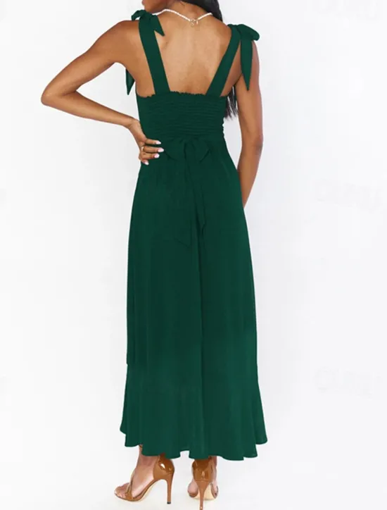 Best Women's Long Dress Maxi Dress Graduation Dress A Line Dress Summer Dress Cami Dress Elegant Stylish Vacation Daily Date Regular Fit Plain Sleeveless Square Neck Black White Light Green Pink Summer Women White Dresses