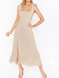 Best Women's Long Dress Maxi Dress Graduation Dress A Line Dress Summer Dress Cami Dress Elegant Stylish Vacation Daily Date Regular Fit Plain Sleeveless Square Neck Black White Light Green Pink Summer Women White Dresses