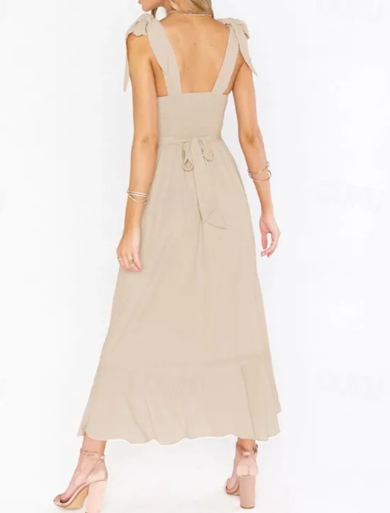 Best Women's Long Dress Maxi Dress Graduation Dress A Line Dress Summer Dress Cami Dress Elegant Stylish Vacation Daily Date Regular Fit Plain Sleeveless Square Neck Black White Light Green Pink Summer Women White Dresses