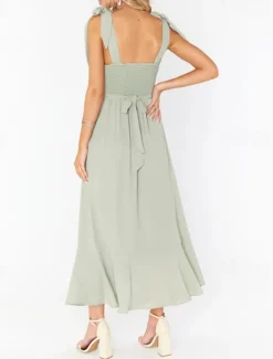 Best Women's Long Dress Maxi Dress Graduation Dress A Line Dress Summer Dress Cami Dress Elegant Stylish Vacation Daily Date Regular Fit Plain Sleeveless Square Neck Black White Light Green Pink Summer Women White Dresses