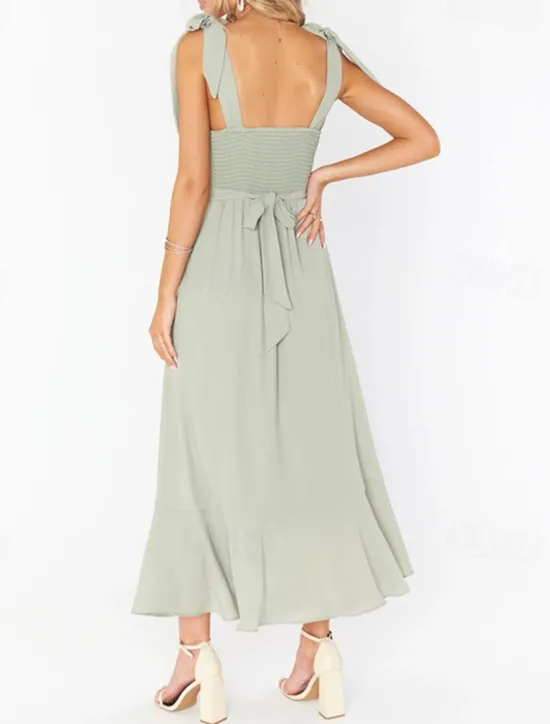 Best Women's Long Dress Maxi Dress Graduation Dress A Line Dress Summer Dress Cami Dress Elegant Stylish Vacation Daily Date Regular Fit Plain Sleeveless Square Neck Black White Light Green Pink Summer Women White Dresses