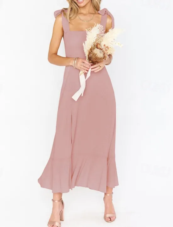 Best Women's Long Dress Maxi Dress Graduation Dress A Line Dress Summer Dress Cami Dress Elegant Stylish Vacation Daily Date Regular Fit Plain Sleeveless Square Neck Black White Light Green Pink Summer Women White Dresses