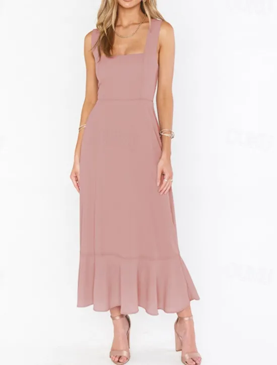 Best Women's Long Dress Maxi Dress Graduation Dress A Line Dress Summer Dress Cami Dress Elegant Stylish Vacation Daily Date Regular Fit Plain Sleeveless Square Neck Black White Light Green Pink Summer Women White Dresses