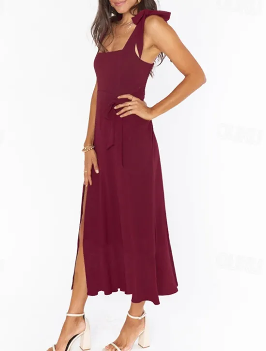 Best Women's Long Dress Maxi Dress Graduation Dress A Line Dress Summer Dress Cami Dress Elegant Stylish Vacation Daily Date Regular Fit Plain Sleeveless Square Neck Black White Light Green Pink Summer Women White Dresses