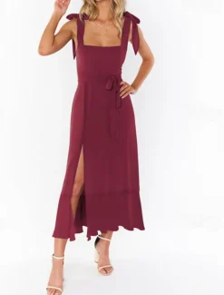 Best Women's Long Dress Maxi Dress Graduation Dress A Line Dress Summer Dress Cami Dress Elegant Stylish Vacation Daily Date Regular Fit Plain Sleeveless Square Neck Black White Light Green Pink Summer Women White Dresses