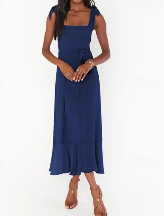 Best Women's Long Dress Maxi Dress Graduation Dress A Line Dress Summer Dress Cami Dress Elegant Stylish Vacation Daily Date Regular Fit Plain Sleeveless Square Neck Black White Light Green Pink Summer Women White Dresses