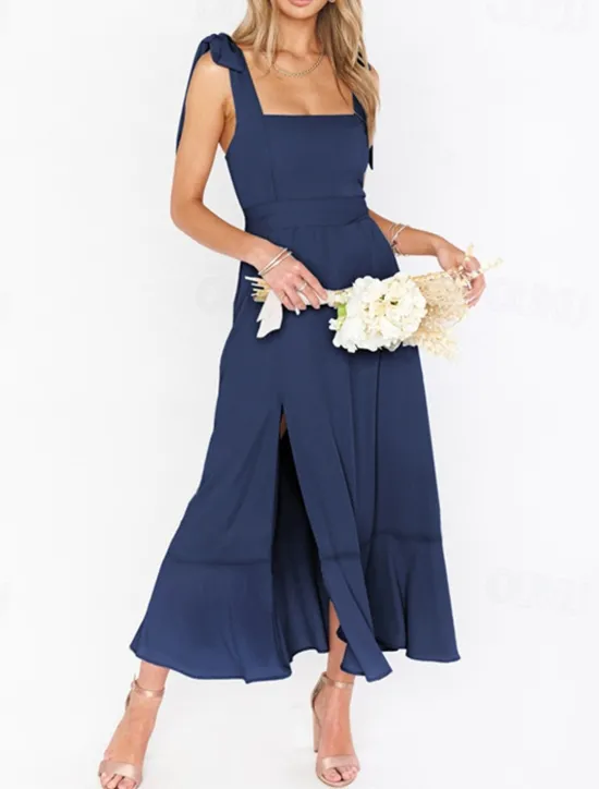 Best Women's Long Dress Maxi Dress Graduation Dress A Line Dress Summer Dress Cami Dress Elegant Stylish Vacation Daily Date Regular Fit Plain Sleeveless Square Neck Black White Light Green Pink Summer Women White Dresses