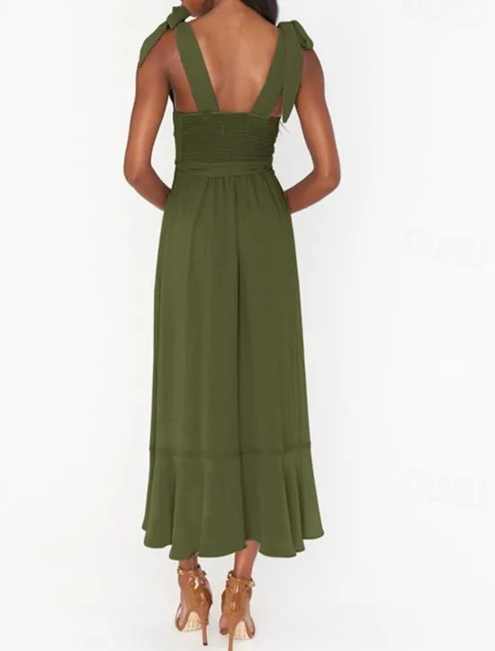 Best Women's Long Dress Maxi Dress Graduation Dress A Line Dress Summer Dress Cami Dress Elegant Stylish Vacation Daily Date Regular Fit Plain Sleeveless Square Neck Black White Light Green Pink Summer Women White Dresses