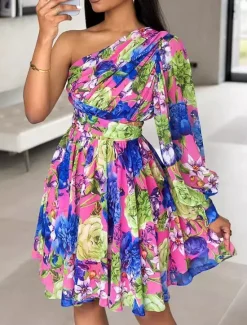 Discount Women's Long Dress Maxi Dress Casual Dress A Line Dress Stylish Casual Vacation Daily Regular Fit Graphic 3/4 Length Sleeve Asymmetrical Black Pink Summer Women Cocktail Dress