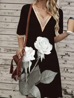 Sale Women's Long Dress Maxi Dress Casual Dress A Line Dress Floral Dress Summer Dress Stylish Casual Vacation Daily Date Regular Fit Floral Short Sleeve V Neck White Red Blue Summer Spring Women Floral Dresses|Spring Dresses